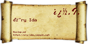 Őry Ida névjegykártya